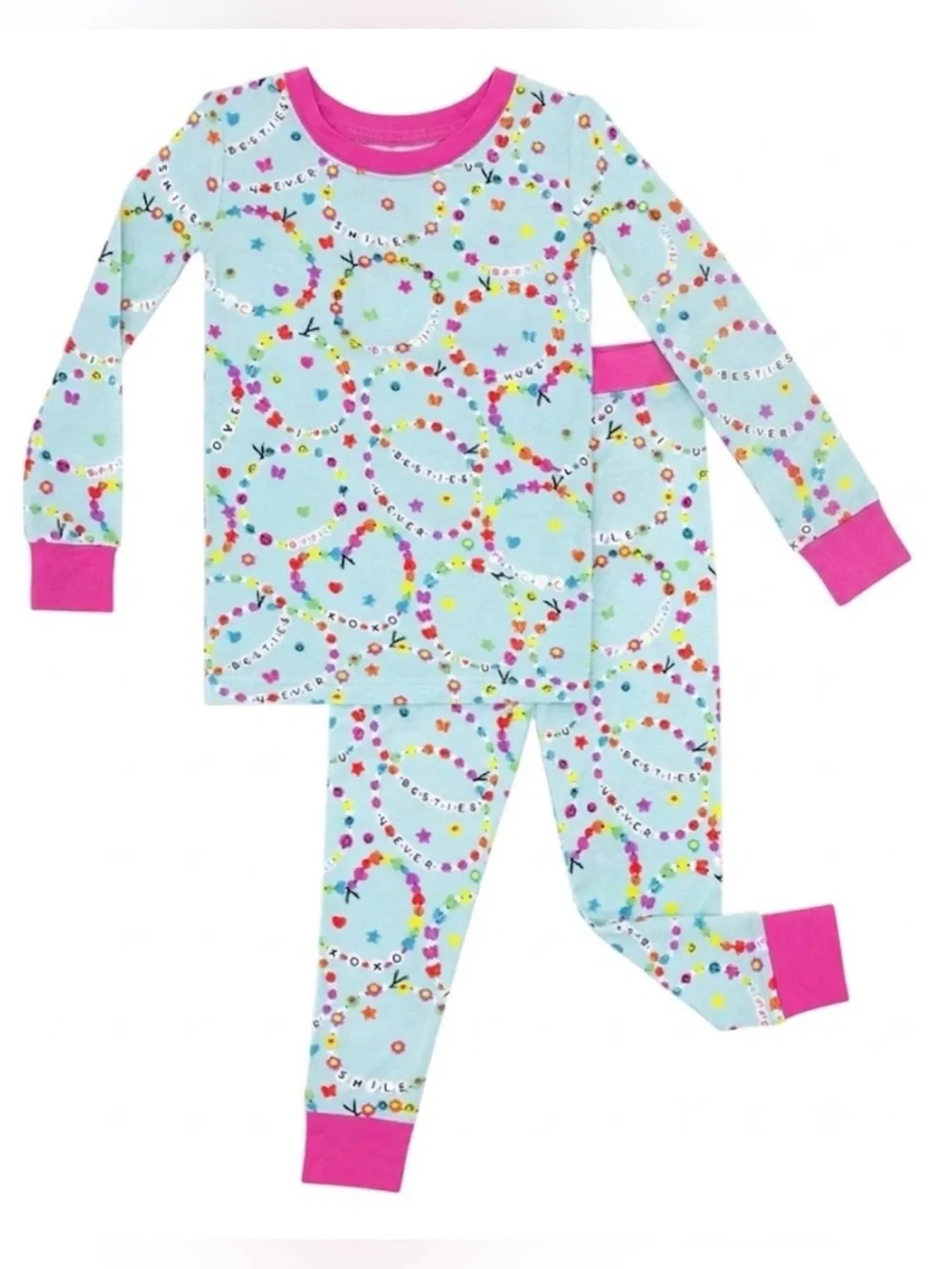 Little Sleepies Friends Forever Bamboo Pajama Set 2 Piece Girls Size 4T NWT